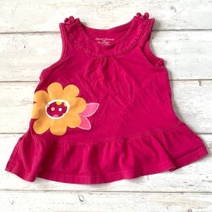 Girls 24m Pink Flower Peplum Top Tank Sleeveless Shirt 100% Organic Cotton